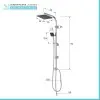 Colonna doccia regolabile H 93 in acciaio cromo con soffione 19x19 