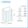Box doccia 70x90 cm con porta a soffietto trasparente H 200 cm Ted