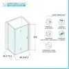 Box doccia 70x90 cm con porta a soffietto trasparente H 200 cm Ted