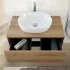 Mobile bagno sospeso 80 cm ossido e rovere con lavabo e specchio Kleo