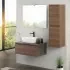 Mobile bagno sospeso 80 cm ossido e noce con lavabo e specchio Kleo
