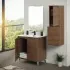 Mobile bagno a terra 80 cm noce canaletto con 2 ante soft-close Kleo