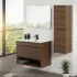 Mobile bagno sospeso 80 cm noce canaletto con ante e vano a giorno Kleo