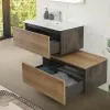 Mobile bagno sospeso 80 cm ossido e rovere con cassetto sfalsato Kleo