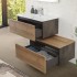 Mobile bagno sospeso 80 cm ossido e rovere con cassetto sfalsato Kleo