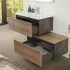Mobile bagno sospeso 80 cm ossido e rovere con cassetto sfalsato Kleo