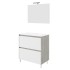 Mobile bagno a terra 80 cm bianco cannettato e grigio con cassetti Porto