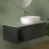 Mobile bagno portalavabo sospeso 80 cm grigio lava con top carrara Maya