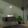 Mobile bagno portalavabo sospeso 80 cm grigio lava con top miele Maya