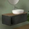 Mobile bagno portalavabo sospeso 80 cm grigio lava con top miele Maya