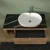 Mobile bagno portalavabo sospeso 110 cm miele con top portoro Maya