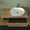 Mobile bagno portalavabo sospeso 110 cm rovere miele con specchio Maya