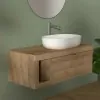 Mobile bagno portalavabo sospeso 110 cm rovere miele con specchio Maya