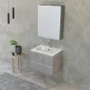 Mobile bagno sospeso 60 cm Master grigio cemento con specchio contenitore