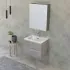 Mobile bagno sospeso 60 cm Master grigio cemento con specchio contenitore