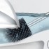 Portascopino da appoggio grigio e grigio scuro con setole in silicone 
