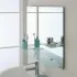 Specchio bagno 80x60 cm a filo lucido con mensole in vetro satinato