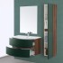 Mobile bagno sospeso curvo 90 cm Minori verde bottiglia con pensile