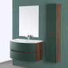 Mobile bagno sospeso curvo 90 cm Minori verde bottiglia con pensile