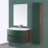 Mobile bagno sospeso curvo 90 cm Minori verde bottiglia con pensile