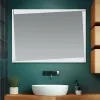 Specchio bagno LED 105x70 cm reversibile con fasce luminose larghe 