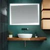 Specchio bagno LED 105x70 cm reversibile con fasce luminose larghe 