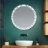 Specchio bagno tondo 80 cm con cornice LED retroilluminata e decorata