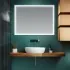 Specchio bagno 90x70 cm reversibile con cornice LED bianco naturale 