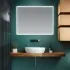 Specchio bagno 80x60 cm reversibile con cornice slim LED naturale