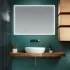 Specchio bagno 105x70 cm reversibile con cornice slim LED naturale