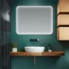 Specchio bagno stondato 80x60 cm reversibile con cornice slim LED 
