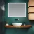 Specchio bagno stondato 80x60 cm reversibile con cornice slim LED 
