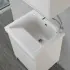 Vasca lavatoio 60x50 cm in ceramica lucida con strofinatoio integrato