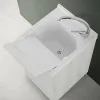 Vasca lavatoio 45x50 cm in resina bianca con pre fori per rubinetto