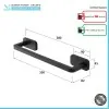 Portasciugamani a muro 35 cm in acciaio inox nero con doppio fissaggio 