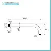Braccio per soffione doccia 40 cm tondo in acciaio nero opaco