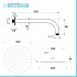 Set doccia con braccio 35 cm e soffione 30 cm in inox nero opaco