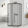 Set doccia con braccio 35 cm e soffione 30 cm in inox nero opaco