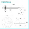 Set doccia con braccio 35 cm e soffione 20 cm in inox nero opaco