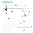 Set doccia con braccio 35 cm e soffione 20 cm in inox nero opaco