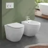 Wc filomuro con brida e scarico traslato a parete o a pavimento Flan