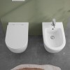 Wc filomuro con brida e scarico traslato a parete o a pavimento Flan