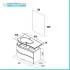 Mobile bagno sospeso 90 cm Melody azzurro polvere con vasca a sinistra