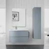 Mobile bagno sospeso 90 cm Melody azzurro polvere con vasca a sinistra