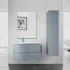 Mobile bagno sospeso 90 cm Melody azzurro polvere con vasca a sinistra