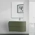 Mobile bagno sospeso 90 cm Melody verde bosco con vasca a destra