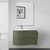 Mobile bagno sospeso 90 cm Melody verde bosco con vasca a sinistra