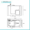 Vasca da bagno per anziani 130x90 porta con apertura esterna a sinistra