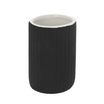 Portaspazzolini bagno dappoggio nero in ceramica soft touch Spring