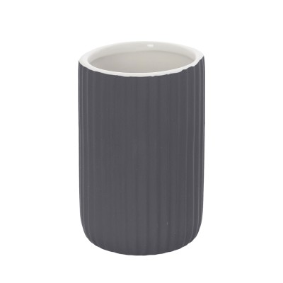Portaspazzolini bagno dappoggio grigio in ceramica soft touch Spring